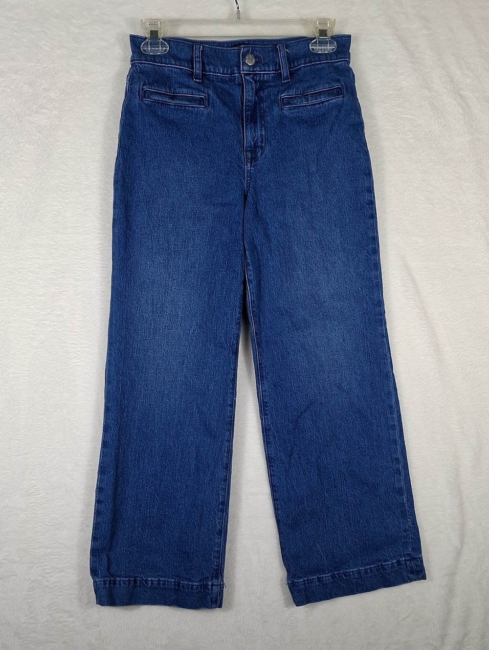 J Crew Women's 4 Pocket Wide-Leg Crop Jeans in Dark Blue, Size 24